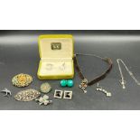 A selection of sterling silver and costume jewellery