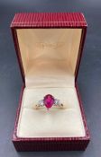 A Genuine High Spec, high tech. 'AAA' fine grade lab grown ruby and natural diamond ring. Comprising