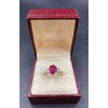 A Genuine High Spec, high tech. 'AAA' fine grade lab grown ruby and natural diamond ring. Comprising