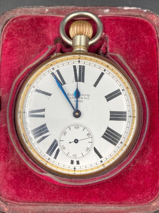 A Hazebroucq, 23 Rue de la Pais Paris pocket watch in silver travel cased, hallmarked for London. - Image 2 of 5