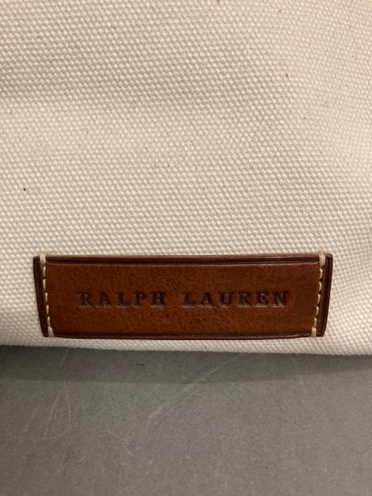 A canvas brown leather handled Ralph Lauren handbag with accompanying Ralph Lauren dust cover - Image 3 of 9