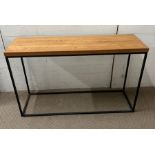 A contemporary console table with metal square base (H75cm W120cm D36cm)