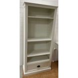 A stow warm white open bookcase with drawer to base by Cotswold Country Co Interiors (H181cm W82cm