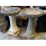 A stone garden bird bath and a garden sundial (H68cm Dia46cm)