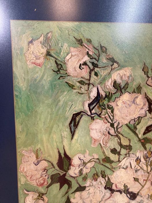 A framed print of white roses in the style of Van Gogh - Image 3 of 4