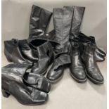 A selection of ladies black leather boots to include Camper, Ralph Lauren , Tods etc