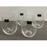 Four stemless Dartington crystal wine glass