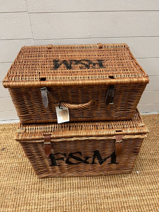Two wicker F & M hamper baskets - Image 3 of 3