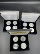 Three silver Coins of the World boxed sets for 2015, 2016 and 2018