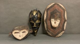 A selection of three traditonial African masks