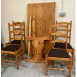 A pine four seater dining room table and chairs (152cm x 77cm)