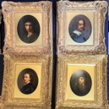 A set of four contemporary oil paintings in the depicting Old Masters in ornate frames including