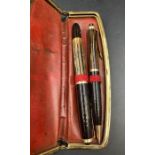 Vintage Pelikan 400 Fountain pen and biro, cased and engraved.