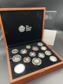 A Royal Mint The 2018 United Kingdom Premium Proof 13 Coin Set with certificate and outer card box