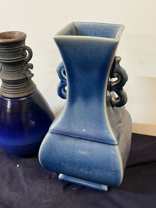 Two Cobalt blue vases - Image 2 of 4