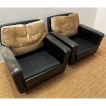 A pair of Mid Century leather chairs, along with a four seater matching sofa (Chairs have no