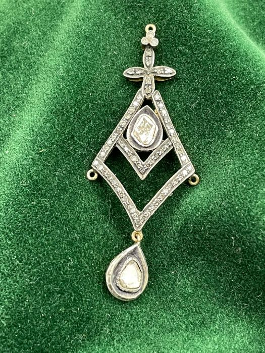 A gold old cut diamond pendant - Image 3 of 5