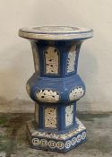 A Chinese ceramic blue and white plant stand