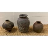 A selection of three Studio pottery garden vases