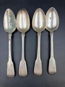 Four Georgian silver spoons, various makers and hallmarks (Approximate Total Weight 266g)