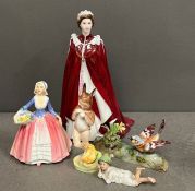 A selection of Royal Doulton, Royal Worcester and Crown bone china