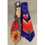 Two vintage silk ties. A floral Liberty print and an official Apple corps Beatles "P.S. I Love