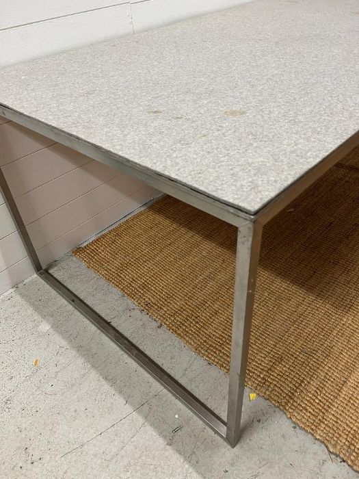 A large chrome table with felt covered wooden top, designed by the architect Wells Mackereth - Image 4 of 4