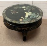 A Chinese black lacquer coffee table (H47cm Dia76cm)