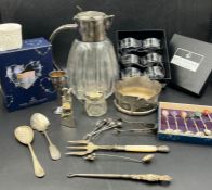 A selection of silver plated items