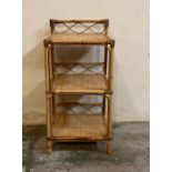 A Boko bamboo three tier side table with galleried top (H67cm W33cm D33cm)