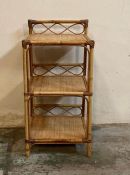 A Boko bamboo three tier side table with galleried top (H67cm W33cm D33cm)