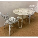 A white painted garden bistro set