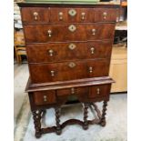 A Queen Anne walnut chest on stand (H159cm W104cm D58cm)