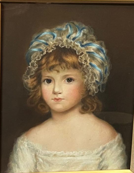 A pastel and watercolour after Sir Joshua Reynolds Circa 1860 of a young lady in a white dress - Image 2 of 4