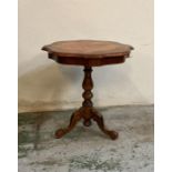 An inlaid pedestal side table on pedestal legs (H59cm Dia54cm)