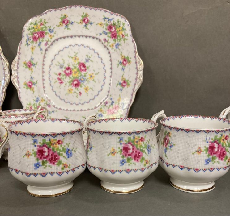 A part Royal Albert bone china Petit Point tea and coffee service - Image 3 of 6
