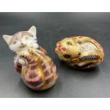 Two boxed Royal Crown Derby paperweights, Mouse and Kitten, both with gold stoppers