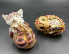 Two boxed Royal Crown Derby paperweights, Mouse and Kitten, both with gold stoppers