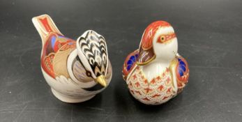 Two boxed Royal Crown Derby paperweights, Duckling and a bird, both with gold stoppers