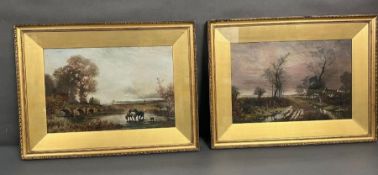 Two framed oil painting of country scenes signed bottom H Newey 1905