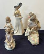 Three figures, Lladro, Nao and one other