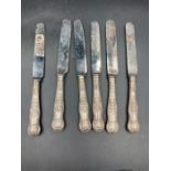 A set of six silver handled knives by William Eley II, hallmarked for London