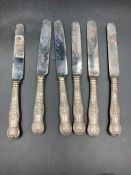 A set of six silver handled knives by William Eley II, hallmarked for London