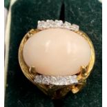 Late Twentieth Century Coral and diamond dress ring