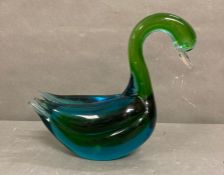 A large Art glass Saran in greens and blues