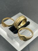 Three 9ct gold rings (Approximate Total weight 6.3g)