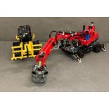 Two Lego Technic model, A Bulldozer and a crane with grabber