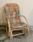A Mid Century vintage bamboo rocking chair