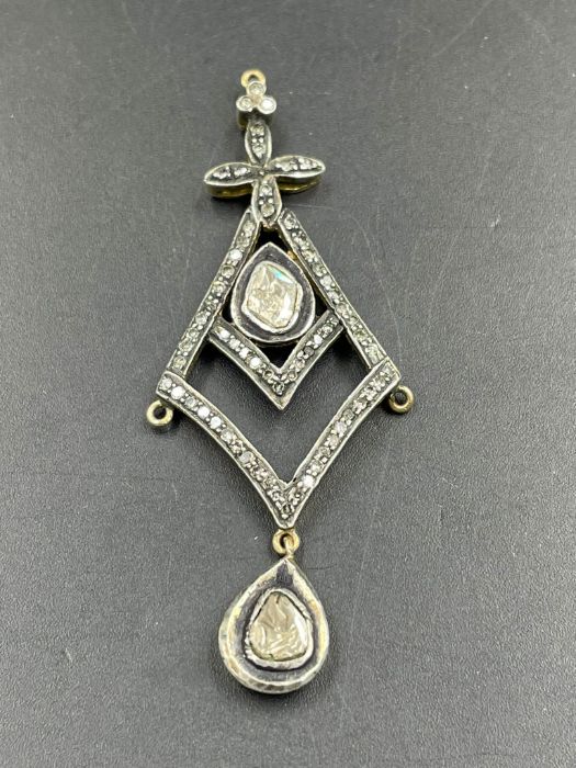 A gold old cut diamond pendant - Image 5 of 5