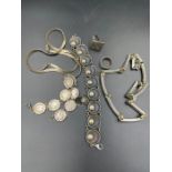 A selection of silver jewellery, various makers and styles.